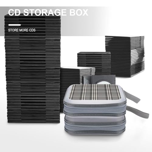 Funda para CD de plástico duro de 40 unidades estuche gris con cremallera 7