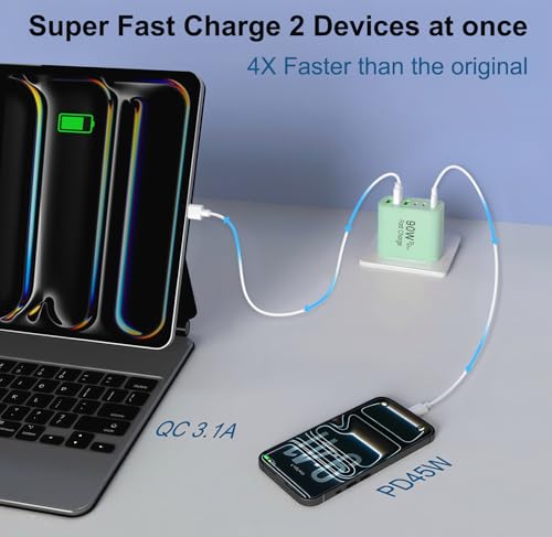 Image of 90W GaN USB C Charger Block [3 Pack],6-Port USB C Wall Charger Fast Charging 45W PD Power Adapter for MacBook Air /iPad Pro /iPhone 17Pro Max /Samsung Galaxy S24 Ultra /Tabs for Home Travel