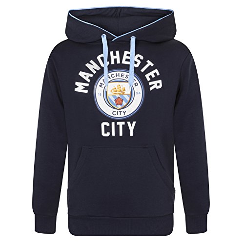 Kapuzenpulli aus Fleece, offizieller Fan-Pullover des Manchester City F. C. als Geschenk für Fussball-Fans Gr. XXL, marineblau
