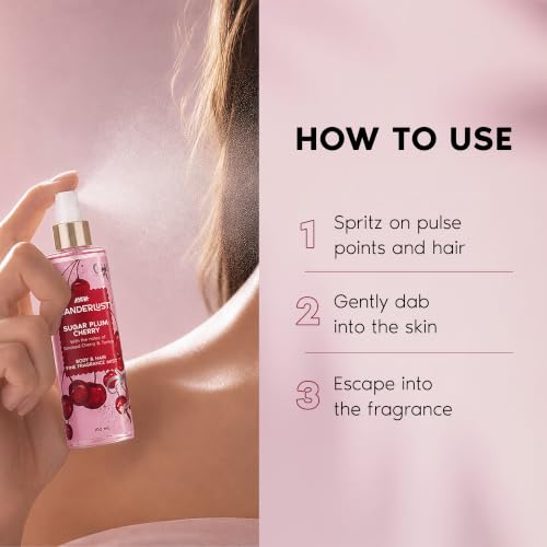 Image of Nykaa Wanderlust Sugar Plum Cherry Travel-szie Perfume Hair & Body Mist 100ml | Long-Lasting Fine Fragrance Mist | Cherry & Raspberry | Lightweight, Non-Sticky