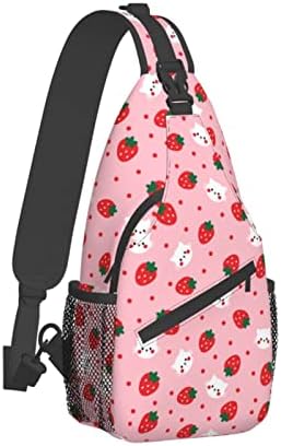 Qaonyui Strawberry Sling Bag Crossbody Daypack Hiking Shoulder Backpack for Women Travel