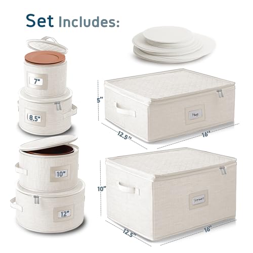 Image of Hearth & Harbor Fine China Storage Containers Hard Shell 6 Piece Set, Cream