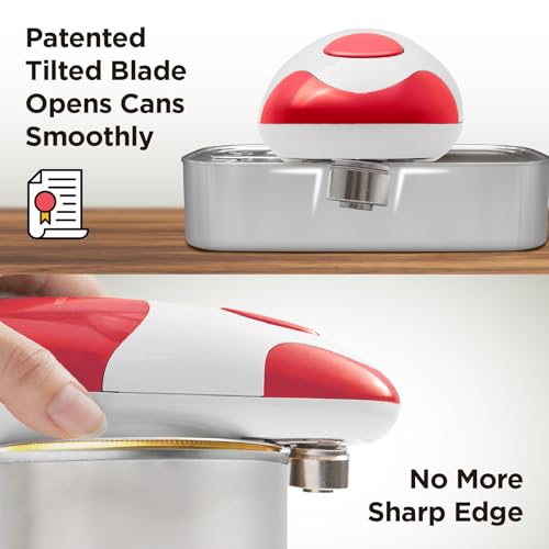 Kitchen Mama Auto Electric Can Opener: Open Your Cans with A Simple Press of Button - Automatic, Hands Free, Smooth Edge, Battery Operated, YES YOU CAN (Red) - Image 4