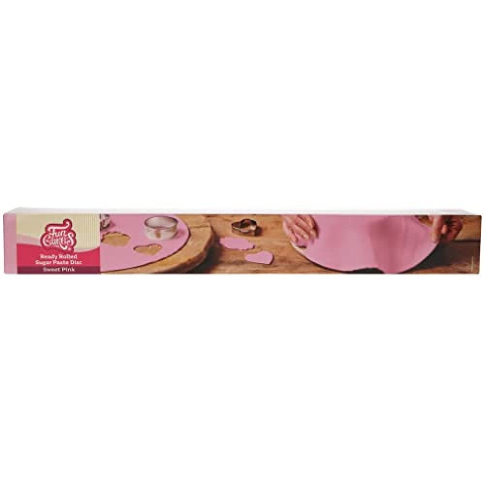 FunCakes Pâte à Sucre Étalée Pink sans gluten 36 cm de rond et 3 mm d'épaisseur 430 g