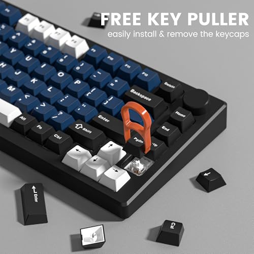 Image of dagaladoo doubleshot PBT keycaps, Cherry Profile Keyboard Key caps, Black /Blue /White Custom keycaps 75 Percent 138-key Set for 60% 65% 75% 100% Cherry Gateron MX Mechanical Keyboard