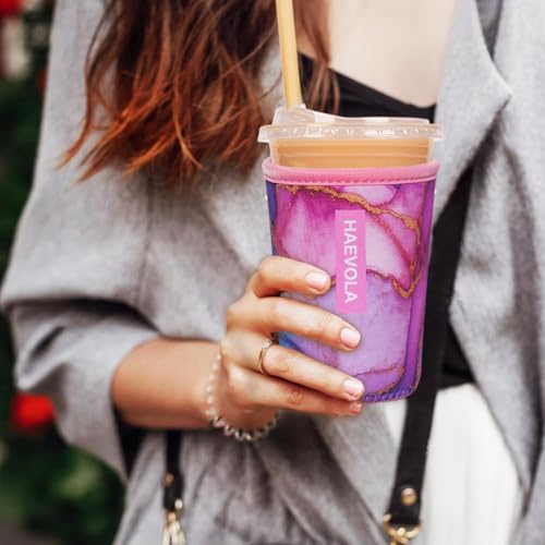 Image of Reusable Insulated Neoprene Iced Coffee Cup Sleeve, Durable Drink Sleeve for Cold Beverages, Beverage Holder for Iced Coffee, Aurora Flow