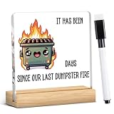 Funny Dumpster Fire Office Desk Decor, Dumpster Fire Desk Accessories Gifts for Women Men Boss Coworker, Boss Day White Elephant Gag Gifts Acrylic Sign A 03