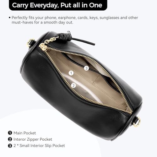 Peacocktion Crossbody Barrel Bag for Women Trendy Designer Vegan Leather Purses with Adjustable Strap3