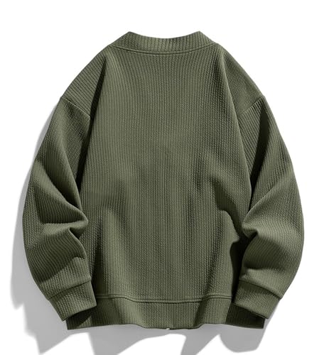 Men's Full-Zip Cardigan Sweater Solid Color V Neck Knitwear Ribbed Knitted Sweater with Pockets4