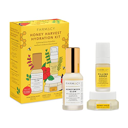 Farmacy Honeymoon Glow AHA Hydrating Night Serum Gift Set - Honey Harvest Hydration Kit with Ceramide Face Moisturizer