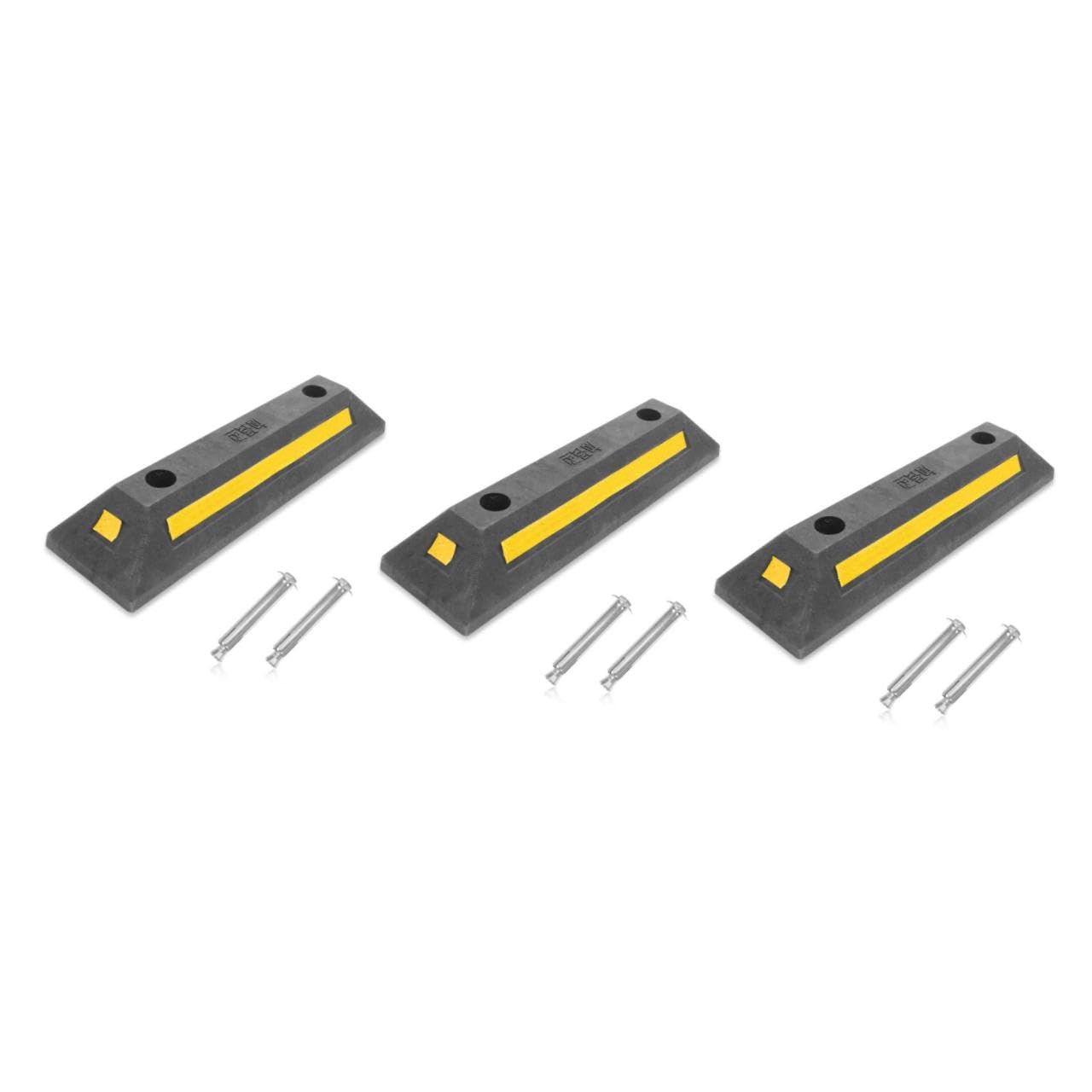 ABOOFAN 3 Pièces Bouchon De Voiture Protecteur Butées De Roue De Stationnement De Roue Pare-Chocs De Roue Butée De Stationnement pour Garage Butée De Roue Lourd Caoutchouc Black