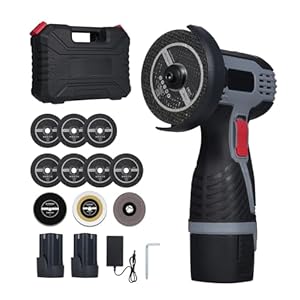 Weytoll Mini haakse slijper, accu haakse slijper met 2 batterijen, 16,8 V, 1500 mAh, 17000 tpm met 10 snijbladen van 76 mm voor haakse slijper, voor het snijden en polijsten van tegels