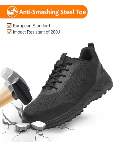 Image of VikoViren Slip On Steel Toe Shoes Men Loafers Safety Work Sneakers | Non Slip, Puncture Proof, Lightweight, Comfortable, Breathable, Indestructible Loafers Construction Shoes, Tennis, Casual