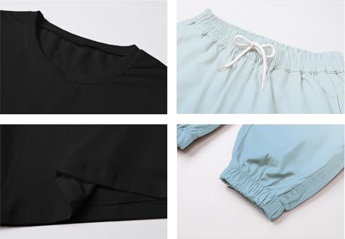 Image of Betusline Girls Fall Winter Clothing Sets, Long Sleeve Crop Top & Cargo Jogger Pants 2 Piece Outfit Sets,4T-14Y