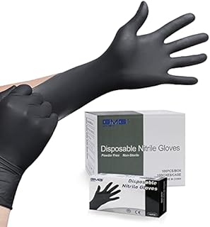 GMG SINCE1988 Black Nitrile Disposable Gloves 4 Mil Pack of 1000,Latex & Powder Free Non-Sterile Safety Working Gloves for Food Handle or Industrial Use