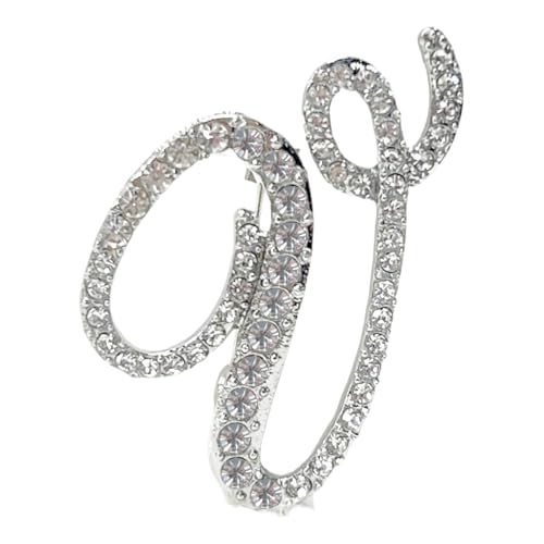 Image of Rhinestone Initial Brooch Pin for Women, Alphabet Gold Letter Brooch A-Z with Crystal, Metal Pin for Hat Bag Dress Suit Accessory for Men