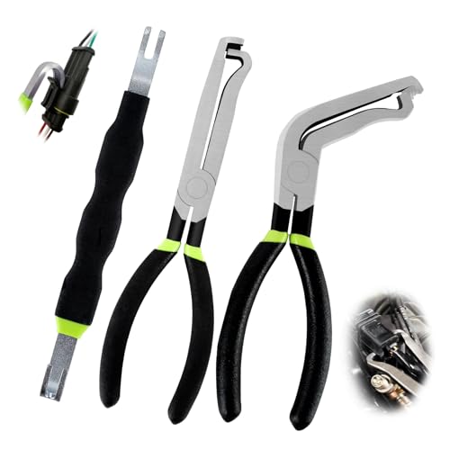 3PCS Electrical Disconnect Pliers Set,37960 Straight +37980 60° +13120 Electrical Disconnect Pliers for Cars,Carbon Steel Fuel Line Disconnect Tool Set, Connector Repairs for Mechanics and DIYers