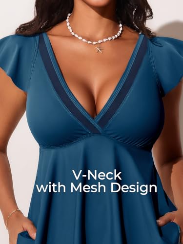 Tankini haut de gamme imprimé feuillage beige sarcelle chic taille 46 - 5