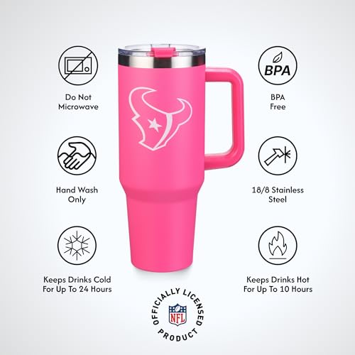 Image of The Memory Company Officially Licensed NFL - Houston Texans 40oz Pink Game Day Tumbler with Team Logo