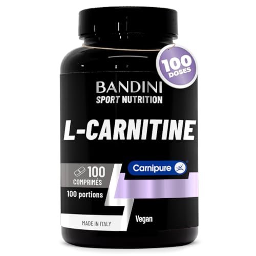 Bandini® L-CARNITINE Carnipure® 100 Comprimés - Supplément de Tartrate L Carnitine (100 doses, 100 jours) 1000mg - Pour Sportifs qui Pratiquent une Activité Physique à Haute Intensité - 100% Vegan