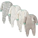 Gerber Unisex Baby 4 Pack Sleep 'N Play Footie Elephants 0-3 Months
