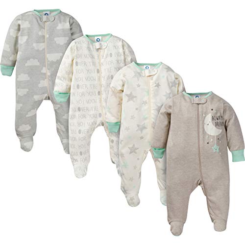 Gerber Unisex Baby 4 Pack Sleep 'N Play Footie Elephants 0-3 Months