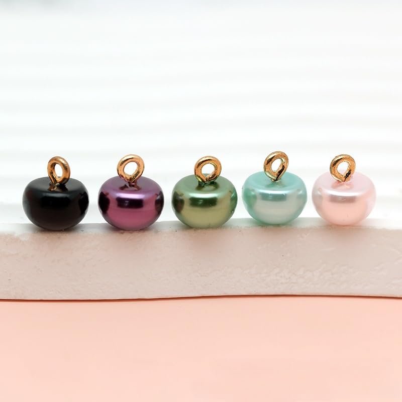 Guziki perłowe Guziki perłowe, 50 szt., 10 mm, małe, okrągłe, do rękodzieła z żywicy, czarne(Off White)