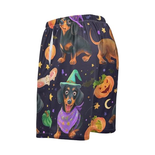 Dachshund Halloween Pumpkin Pajama Bottom Shorts for Men Soft Casual Sleep Lounge Shorts with Pockets S-XXL3