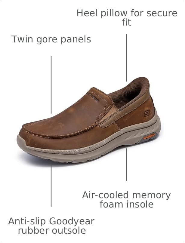 Image of Skechers Men's USA Pollard - Osgood Dual Gore Leather Moc Toe Slip-Ins Loafer