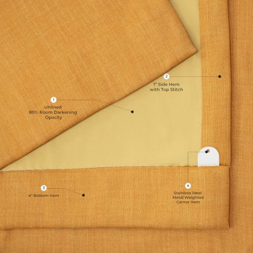 Image of HPD Half Price Drapes Grommet Linen Curtains 96 Inches Long Room Darkening Curtains for Bedroom & Living Room (1 Panel), 50W x 96L, Dandelion Gold
