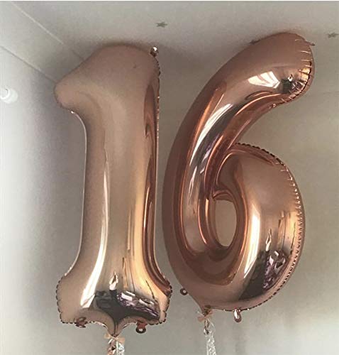 Image of Rose Gold Number 6 Balloon, 6th Birthday Party Balloons, 40 Inch
