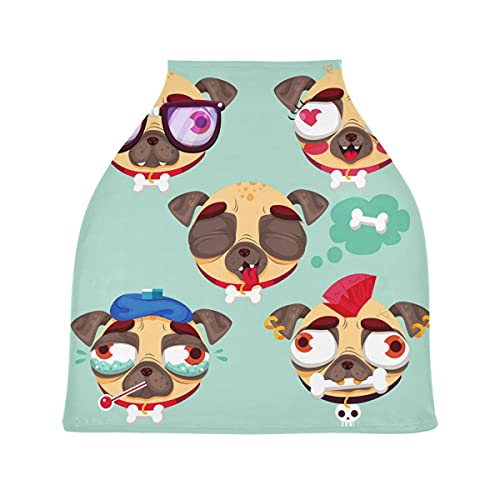 パグ子犬かわいいベビーカーシートカバーキャノピー伸縮性看護カバー幼児用母乳の男の子の女の子のための通気性防風冬のスカーフ