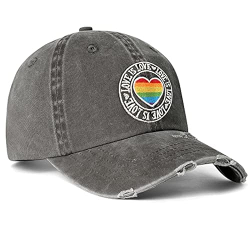Image of Gay Pride Baseball Hat for Men and Women, LGBT Rainbow Embroidered Trucker Hats Adjustable Washable LGBTQ Baseball Cap Gifts