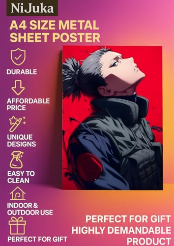 Image of NIJUKA Anime Printed Metal sheet Poster For Home And Room Decoration | For Anime Art Fans Boys And Girls (Shikmaru nara)