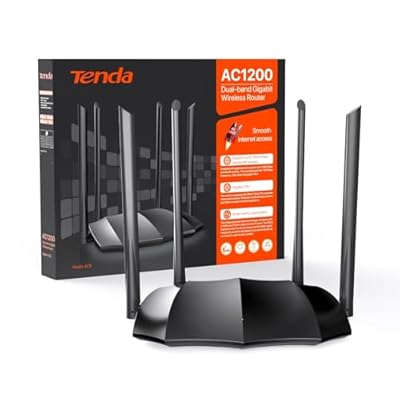 Tenda AC8 - Router WiFi AC1200 Doble Banda 5GHz/2.4GHz WiFi Router Inalámbrico Modo Punto de Acceso 4 * 6dBi Antenas Externas WAN/LAN Puertos Gigabit Penetración de Paredes IPV6 Mu-MiMo