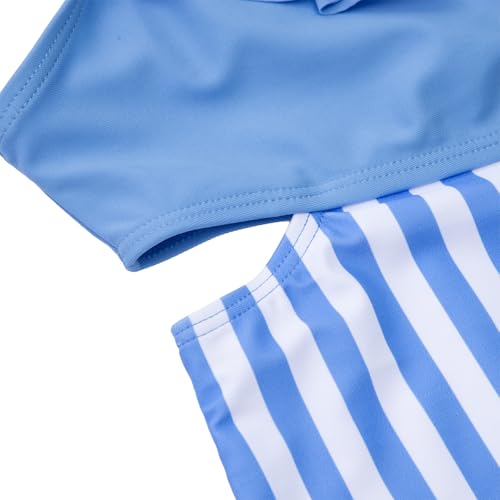 Image of Alakuoti Girls One Piece Swimsuits Cutout Ruffle Bathing Suit Quick Dry Beach Swimwear with Adjustable Strap 5-14 Years