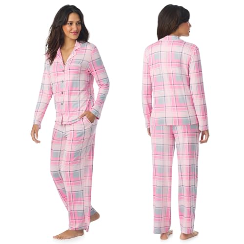 Image of Cuddl Duds Long Sleeve Button Up Matching Pajamas 2 Piece PJs Set for Women