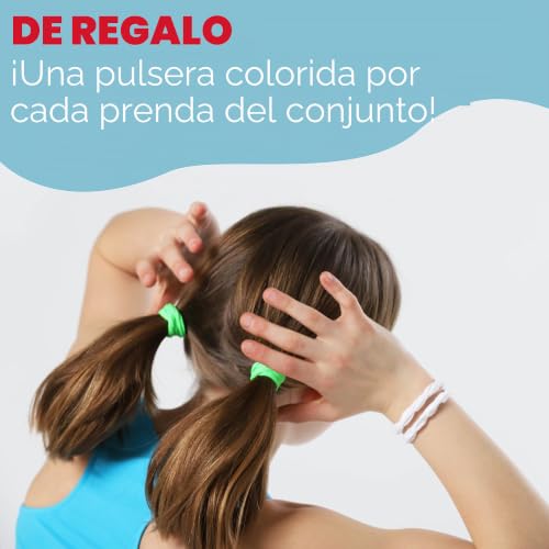 Falda plisada niña elástica de microfibra con top y brazaletes 3