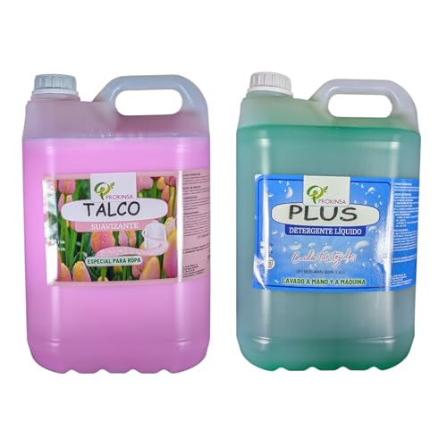 Pack Suavizante Concentrado Talco 5L + Detergente Concentrado 5L + | Limpieza Profunda | Fragancia Duradera | Protege Color de la Ropa | Suavidad y Frescor Duradero