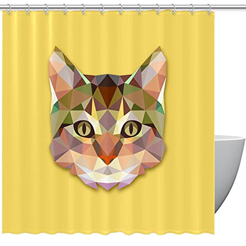 Rideau de douche imperméable pour éviter les éclaboussures motif chat rigolo - 2