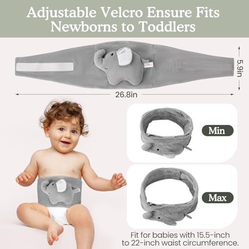 Image of Baby Colic and Gas Relief, Heated Tummy Wrap for Newborns Belly Relief by Soothing Warmth, Baby Heating Pad Swaddling Belt Relief & Soothe Gas, Colic and Upset Stomach for Newborn to Toddler(Elephant)