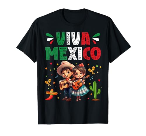 Viva Mexico Mexican Independence DayGuitars Jungen Mädchen Kinder T-Shirt