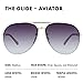 Prive Revaux The Glide Aviator Sunglasses – Handcrafted with 100% UV Protection – For Men & Women – Champagne Gold
