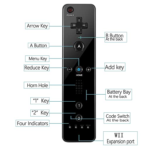 MAKINGTEC Remote Controller and Nunchaku for Wii/Wii U - Replacement Set With Silicone Case and Wrist Strap - Black