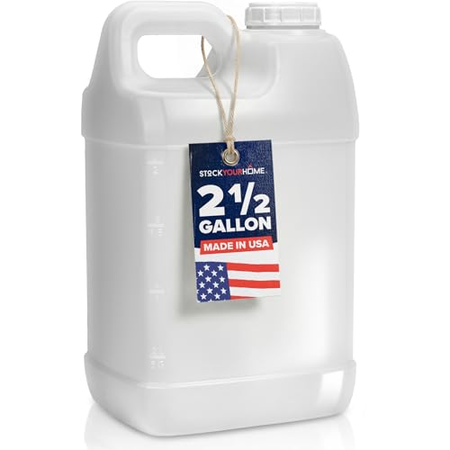 Stock Your Home 2.5 Gallon Water Jug Made in USA Heavy-Duty HDPE Carboy Oil Container with Secure Lid Motor Oil Jug Container for Used Motor Oil Multi-Use Jug for Water Oil & Industrial Liquids