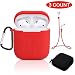 Tutor ll037 AirPods Silicone Case Shock Proof Protecitive Cover and Anti-lost Strap and Headphone Case for Apple AirPods (Red)