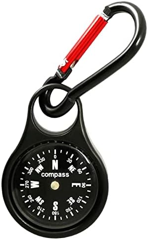 Keychain Compass Portable Hiking Survival Compass with Carabiner Mini Navigation Compass for Outdoor Travelling Camping Hunting Mountaineering Black
