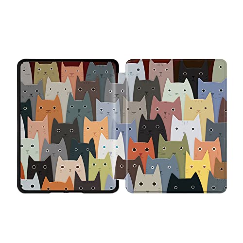 HUASIRU Pintura Caso Funda para Kindle Paperwhite con Pantalla de 6.8 Pulgadas (11.ª generación - Modelo de 2021), Gatos