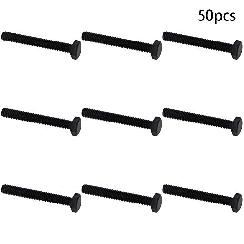 Image of Aicosineg M4 x 30mm Carbon Steel Grade 8.8 External Hex Head Screw Bolts Metric Thread Hexagon Bolts Fastener, 33 x 7 x 7mm (Lx W x H) for Hardware Furniture Machinery Black 50pcs