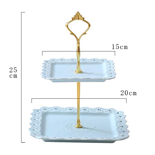 Présentoir gâteau à double couche bleu pour table basse et desserts - 3